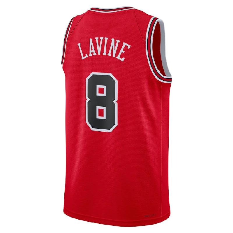 Basketball jersey with stretchable fabric for better mobility-C.Bulls #8 Zach LaVine  Unisex 2022-23 Swingman Jersey Red Icon Edition Stitched American Basketball Jersey