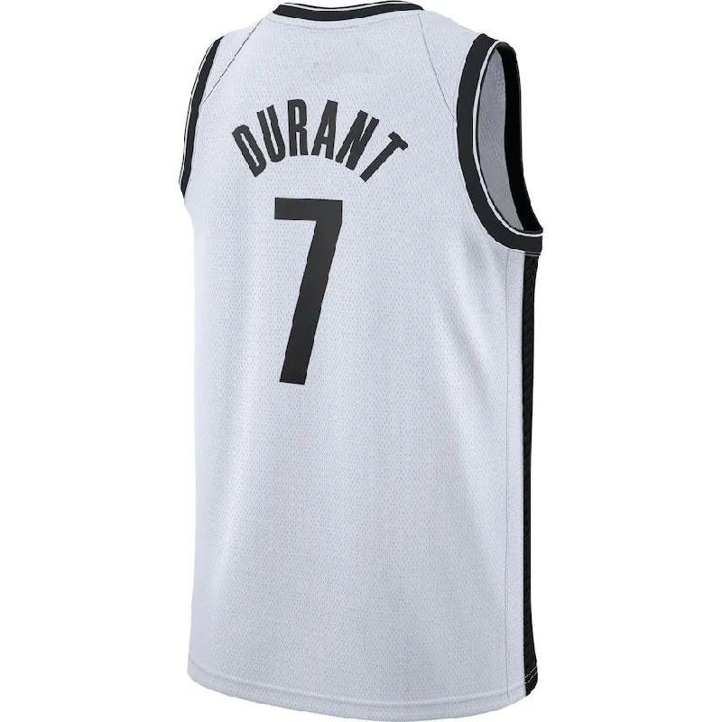 Basketball jersey with breathable fabric for performance-B.Nets #7 Kevin Durant 2020-21 Swingman Jersey White Association Edition Stitched American Basketball Jersey