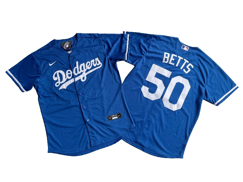 Authentic MLB baseball jersey for collectors-Los Angeles Dodgers 50# Mookie Betts Royal Blue Jersey.