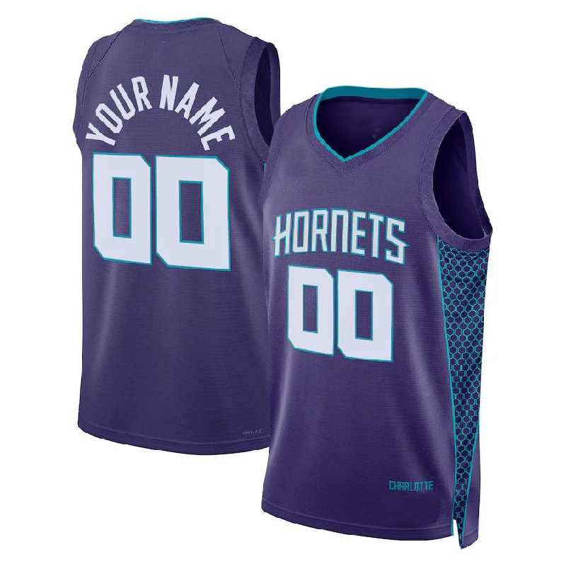 Personalized basketball jersey with team logos and slogans-Custom C.Hornets Jordan Brand Unisex 2022-23 Swingman Jersey -Statement Edition Purple American Stitched Basketball Jersey