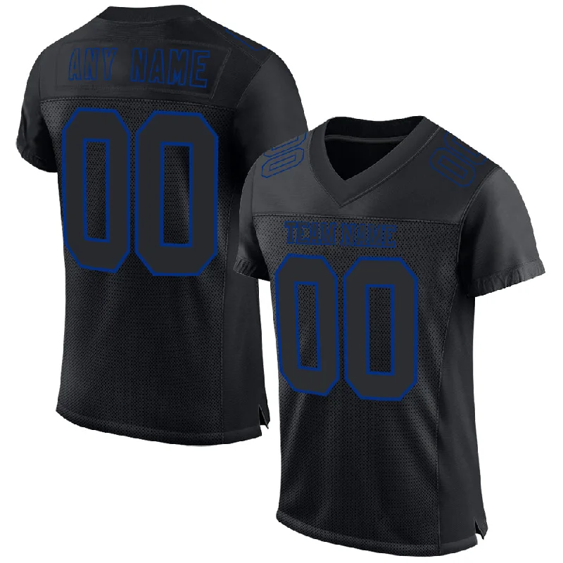 Soccer jersey for fans with team logos-Custom Black Royal Mesh Authentic Football Jersey