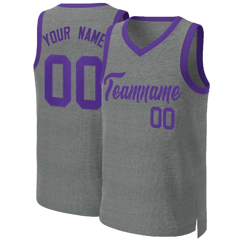 Custom basketball jersey with player name and number-Custom Dark Gray Purple Classic Tops Basketball Jersey