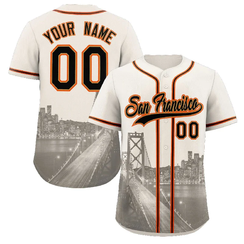 Custom baseball jersey with quick-dry fabric-Custom Cream Black-Old Gold San Francisco City Connect Baseball Jersey