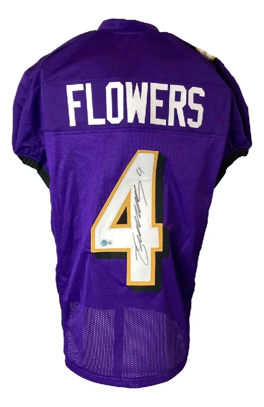 Soccer jersey with contrast details for a modern look-Zay Flowers Baltimore Signed Purple Pro-Cut Football Jersey BAS