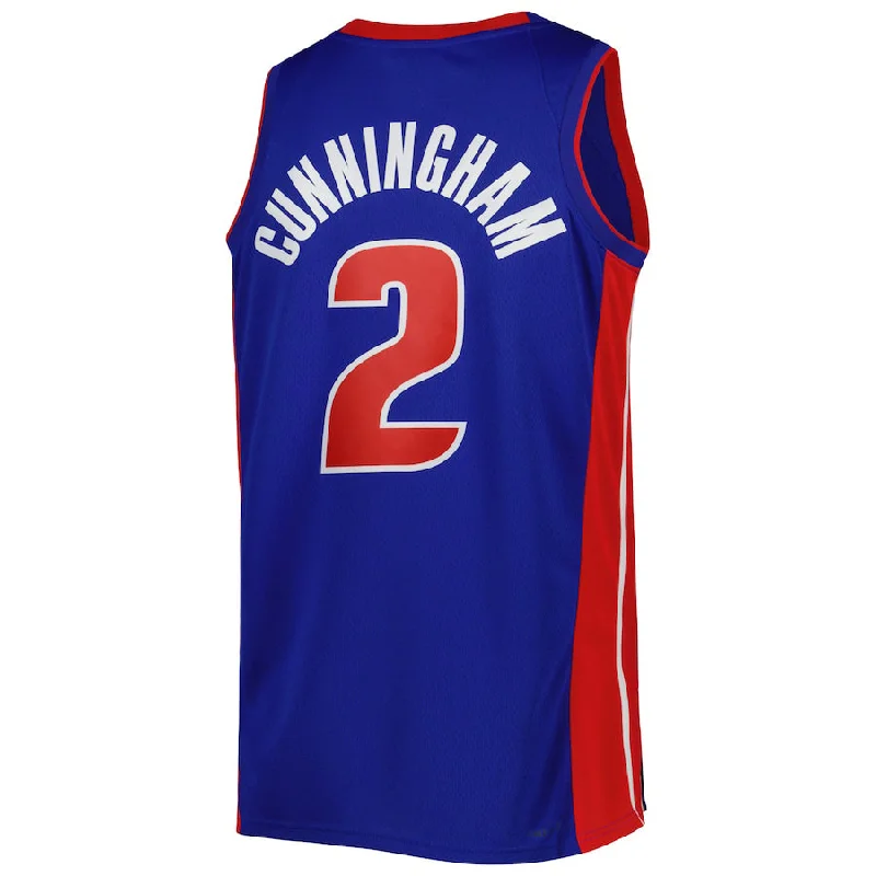 Custom basketball jersey with player details on the back-D.Pistons #2 Cade Cunningham Unisex 2022-23 Swingman Jersey Blue Icon Edition Stitched American Basketball Jersey