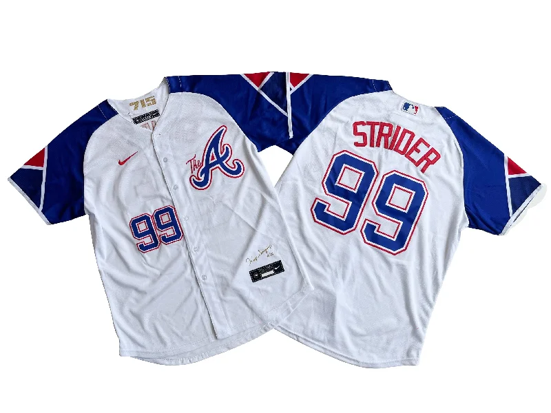 Soft cotton baseball jersey for casual wear-Men's Atlanta Braves Ronald 99# Spencer Strider White City Connect Limited Player Jersey