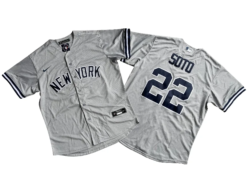 Personalized baseball jersey with embroidered team name-Men's New York Yankees 22# Juan Soto Gray Nike Gray Player Name Jersey