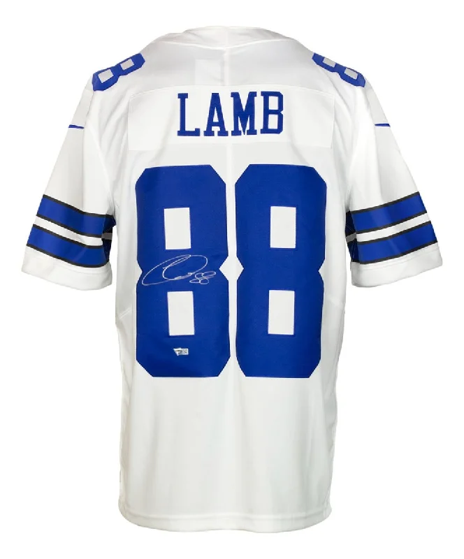 Custom soccer jersey for charity matches-CeeDee Lamb Signed Dallas Cowboys White Nike Limited Football Jersey Fanatics