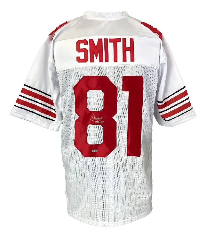 Custom soccer jersey for charity fundraising events-Jackie Smith St. Louis Signed White Football Jersey HOF 94 Sports Integrity