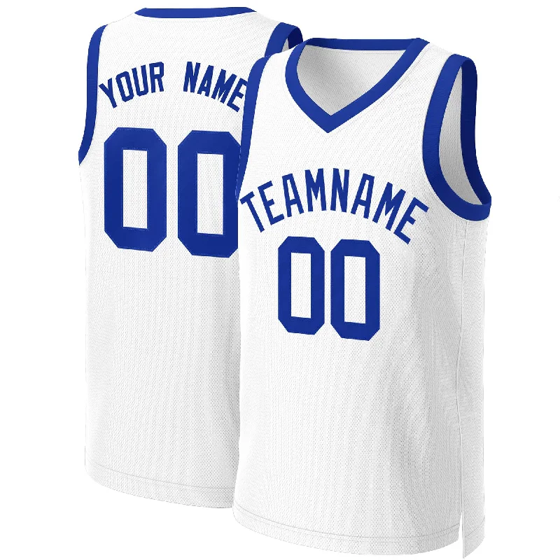 Basketball jersey with lightweight material for optimal movement-Custom White Royal Classic Tops Basketball Jersey