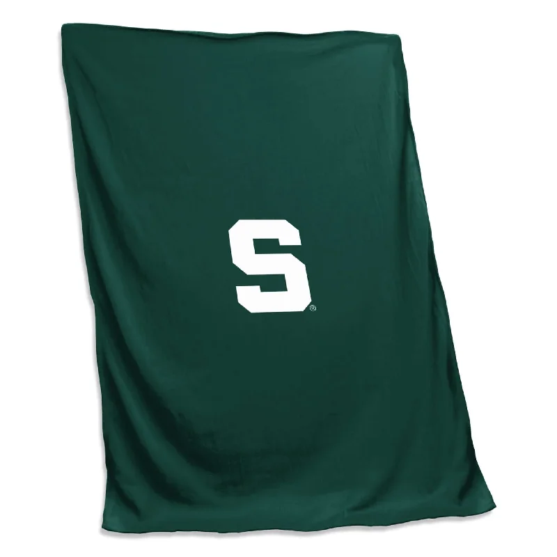 Sports team fleece throws for cold weather-MI State Sweatshirt Blanket