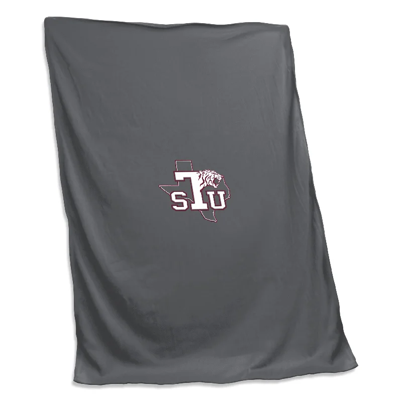 Team logo cushions for home decor-Texas Southern U Charcoal Screened Sweatshirt Blanket