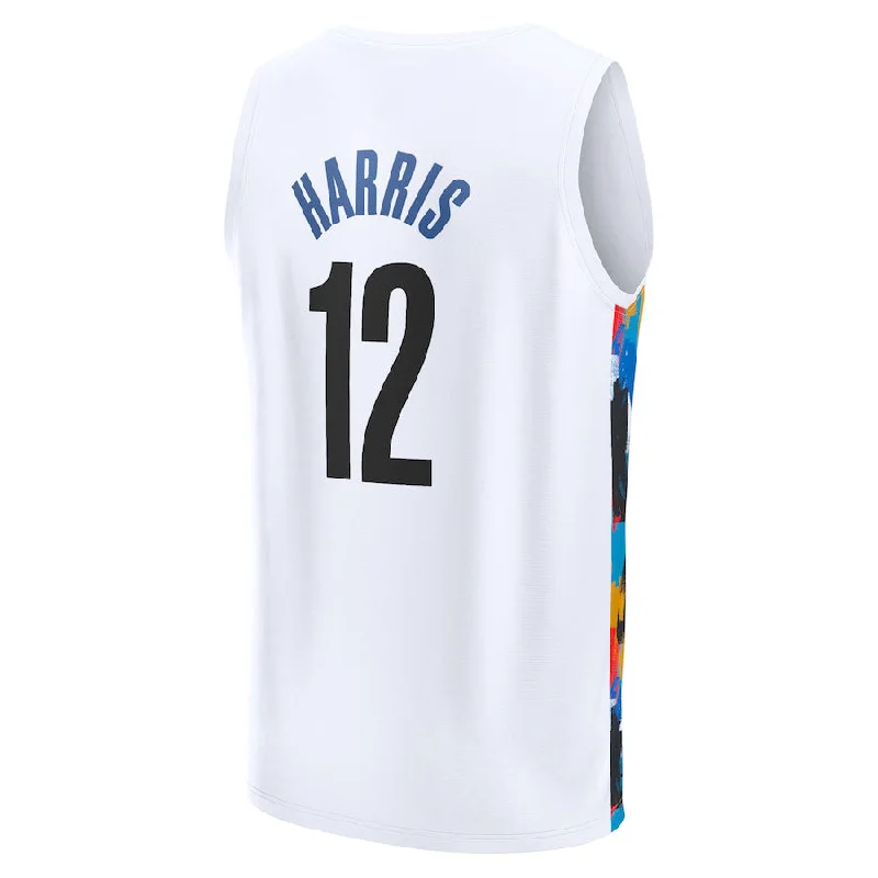 Custom basketball jersey with sublimated graphics-B.Nets #12 Joe Harris Fanatics Branded 2022-23 Fastbreak Jersey City Edition White Stitched American Basketball Jersey