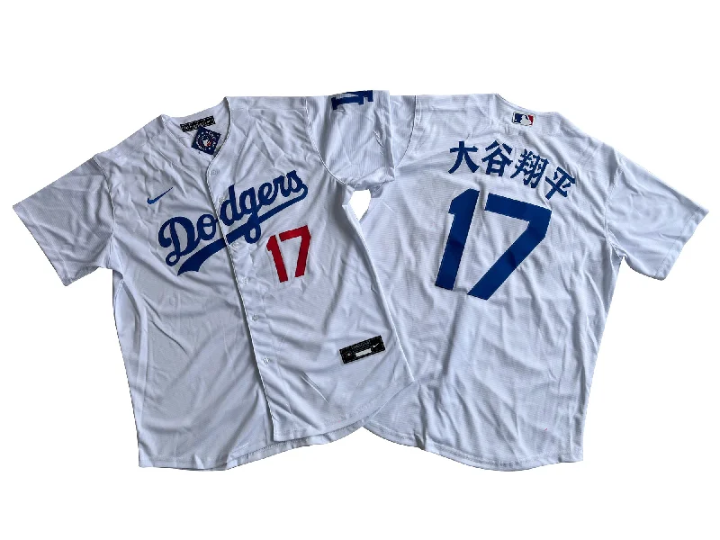 Custom baseball jersey for tournament teams-Los Angeles Dodgers #17 Shohei Ohtani Royal White Jersey