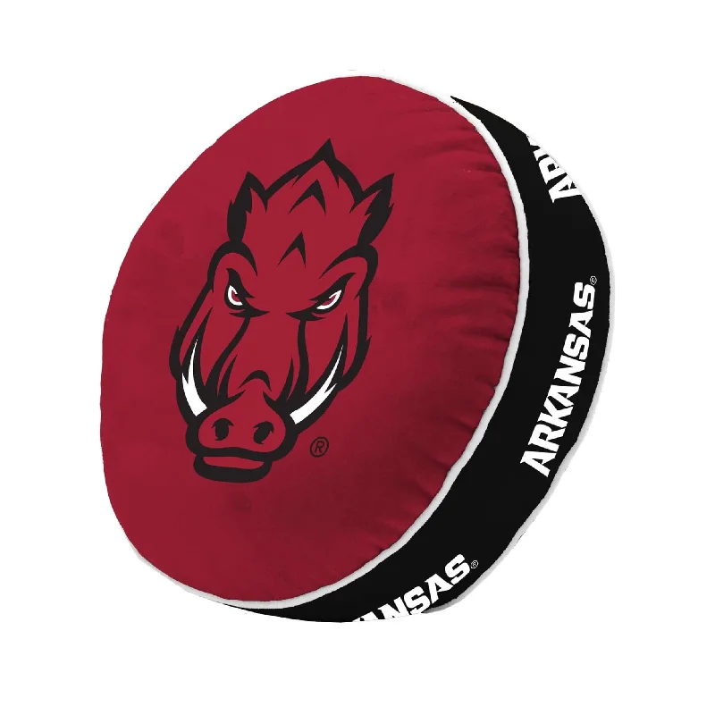 Team bathroom accessories for sports-themed bathrooms-Arkansas Puff Pillow