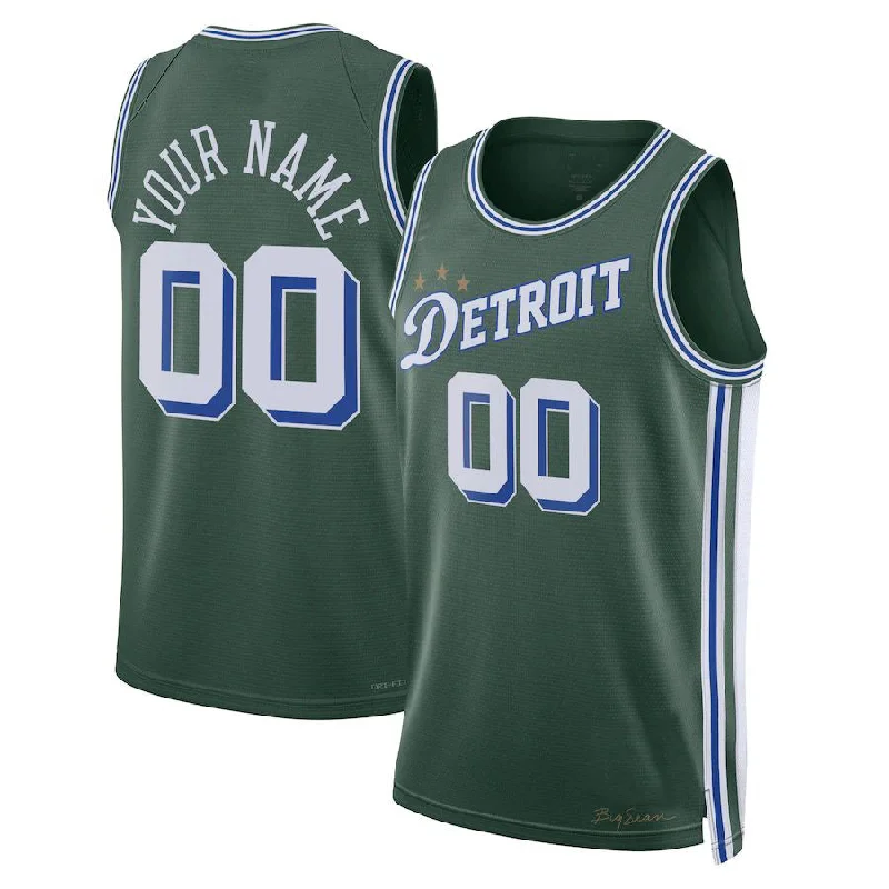 Personalized basketball jersey for kids-Custom D.Pistons Unisex 2022-23 Swingman Jersey  City Edition Green American Stitched Basketball Jersey