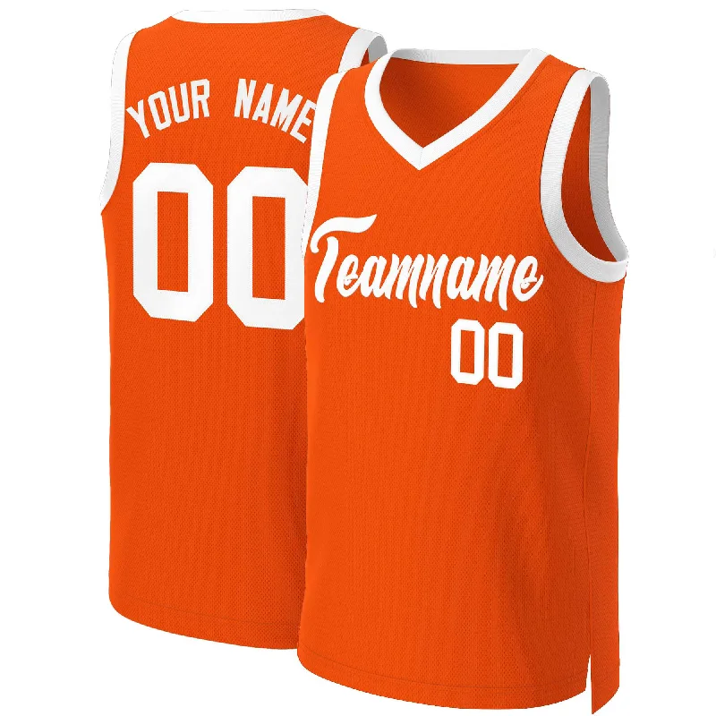 Custom basketball jersey for amateur leagues-Custom Orange White Classic Tops Basketball Jersey