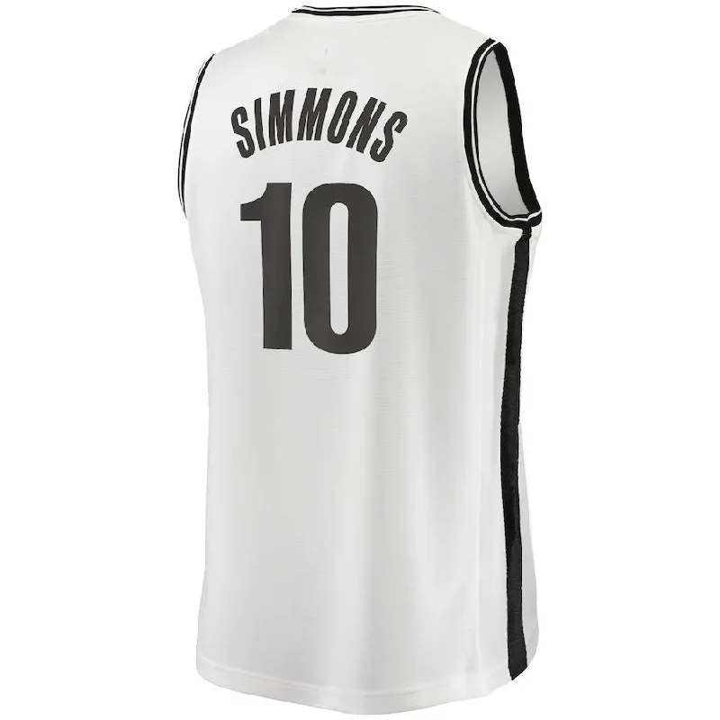 Basketball jersey with lightweight material for optimal movement-B.Nets #10 Ben Simmons  Fanatics Branded 2022-23 Fast Break Replica Jersey White Association Edition Stitched American Basketball Jersey