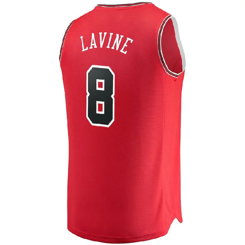 Basketball jersey with stretchable fabric for better mobility-C.Bulls #8 Zach LaVine Fanatics Branded Fast Break Replica Jersey Red  Icon Edition Stitched American Basketball Jersey