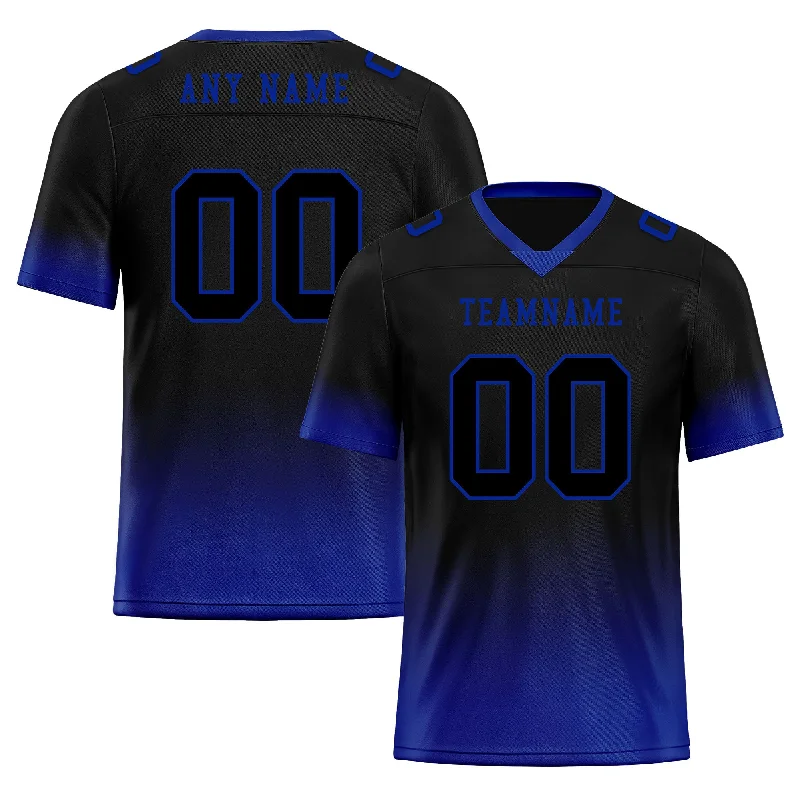 Custom soccer jersey for team pride and spirit-Custom Black Blue Fade Fashion Personalized Authentic Football Jersey FBJ02-D06085