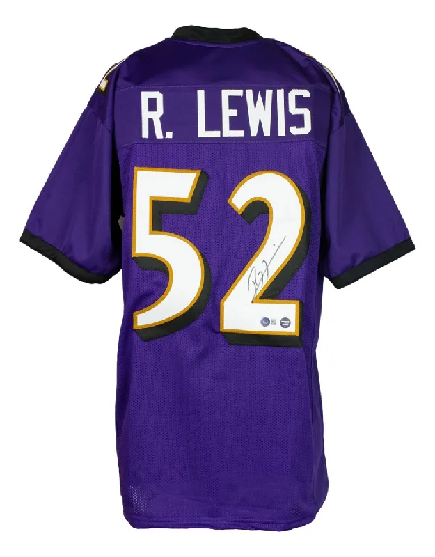 Soccer jersey with quick-dry material for comfort-Ray Lewis Signed Purple Pro Style Football Jersey BAS ITP