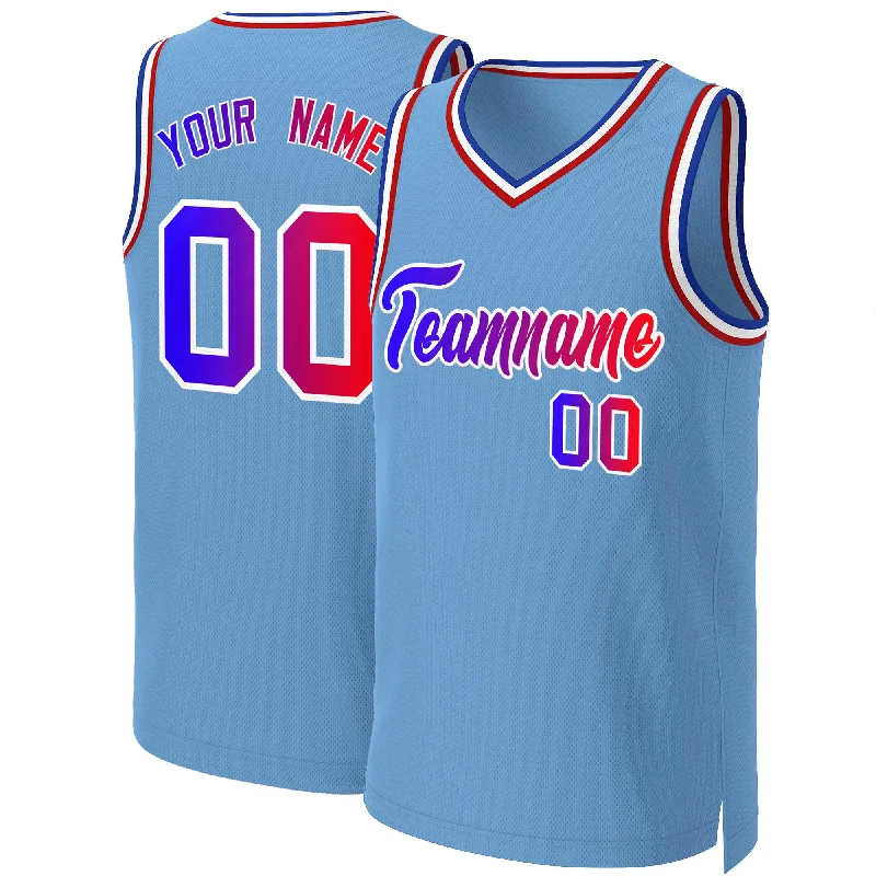 Custom basketball jersey for charity auctions-Custom Light Blue Blue-White Classic Gradient Fashion Tops Basketball Jersey