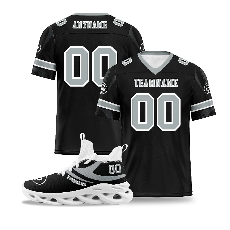 Custom soccer jersey for summer camps and clinics-Custom Black Las Vegas Football Jersey and Sports Shoes Combo Offer Personalized Combo ZH-D025008-23