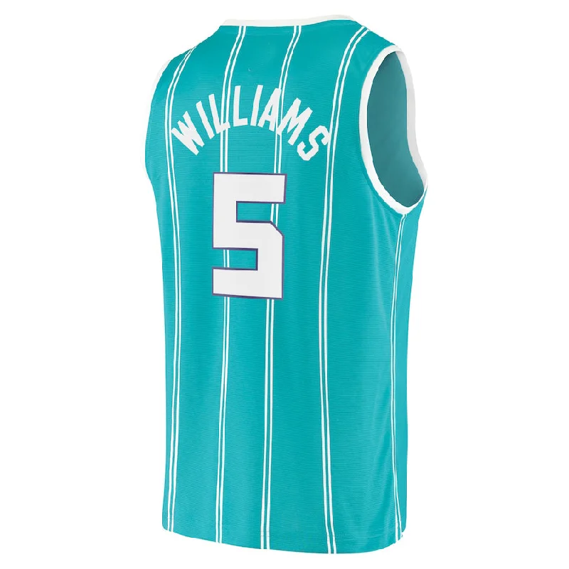 Basketball jersey with breathable fabric for performance-C.Hornets #5 Mark Williams Fanatics Branded 2022 Draft First Round Pick Fast Break Replica Player Jersey Icon Edition Teal Stitched American Basketball Jersey