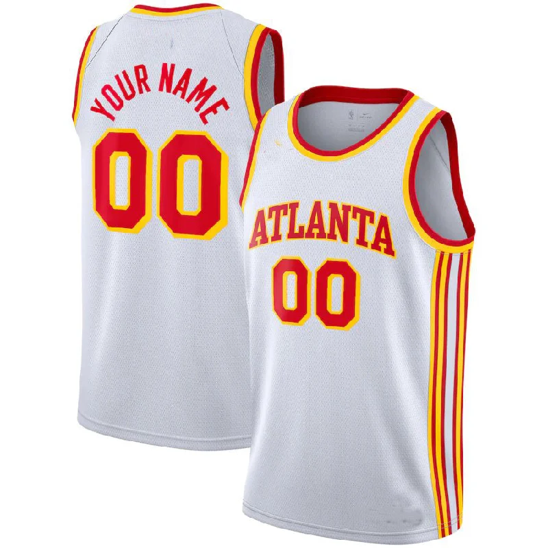 Basketball jersey with durable fabric for long-lasting use-Custom A.Hawks 2020-21 Swingman Jersey Association Edition  White Statement Edition American Stitched Basketball Jersey