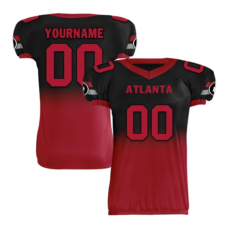 Rugby jerseys with modern designs for youth teams-Custom Black Red Fade Fashion Atlanta High-Performance American Football Jersey FBJ06-D020252-3