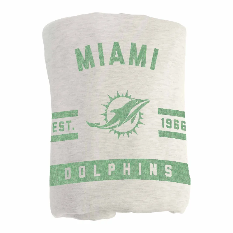 Team-themed home textiles for game rooms-Miami Dolphins Oatmeal Sweatshirt Blanket