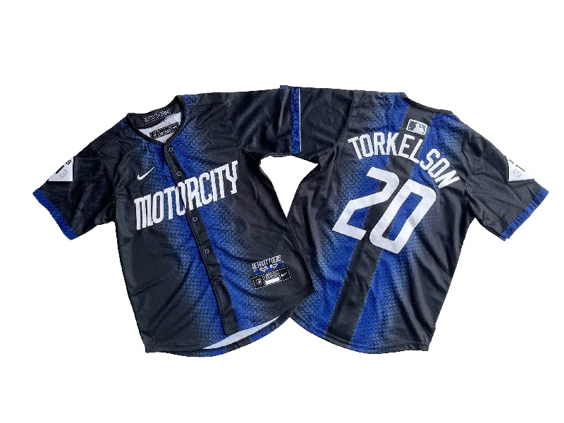 Classic button-down baseball jersey for team uniforms-KID Youth Detroit Tigers Spencer Torkelson #20Navy 2024 City Connect Limited Jersey