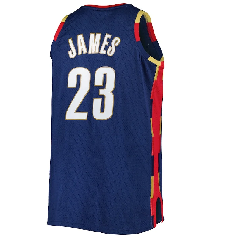 Basketball jersey with long sleeves for colder weather-C.Cavaliers #23 LeBron James Mitchell & Ness Big & Tall Hardwood Classics 2008-09 Swingman Jersey Navy Stitched American Basketball Jersey