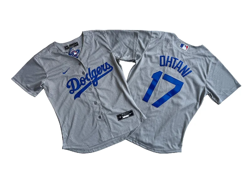 Lightweight baseball jersey with UV protection for outdoor games-Women's Los Angeles Dodgers 17# Shohei Ohtani Gray jersey