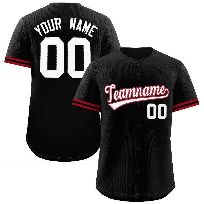 Baseball jersey with stretchable fabric for better movement-Custom Black White Full Button Design Authentic Baseball Jersey