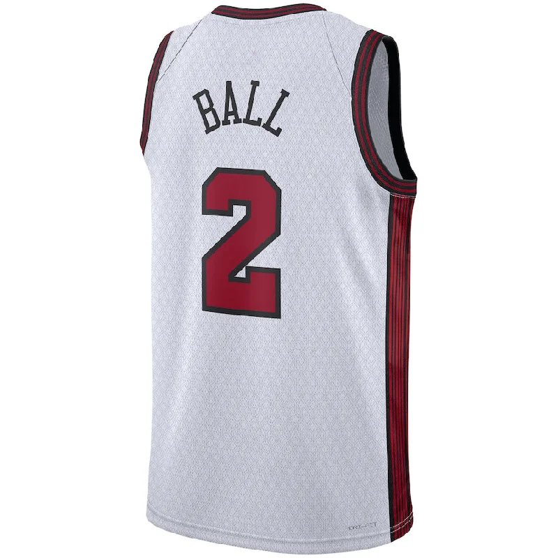 Basketball jersey with moisture-wicking material for comfort-C.Bulls #2 Lonzo Ball Unisex 2022-23 Swingman Jersey City Edition White Stitched American Basketball Jersey