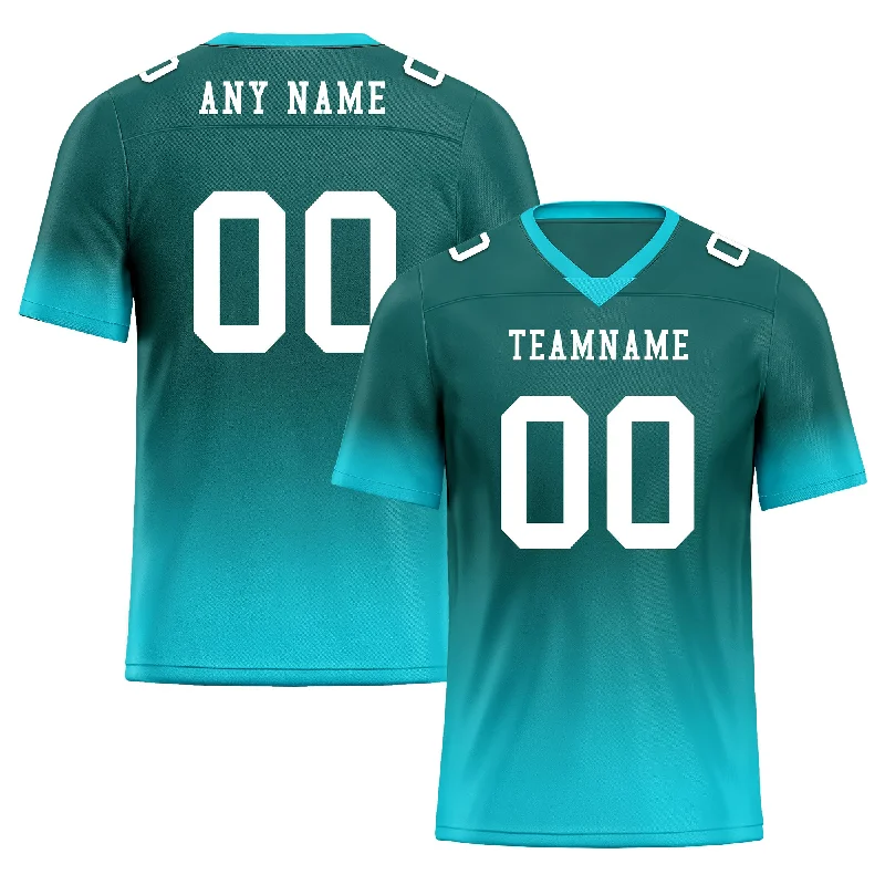 Personalized soccer jersey with bold lettering-Custom Dark Teal Fade Fashion Personalized Authentic Football Jersey FBJ02-D06097