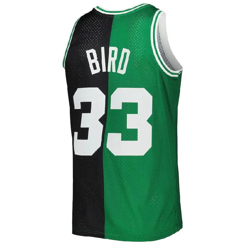 Lightweight basketball jersey for summer games-B.Celtics #33 Larry Bird Mitchell & Ness Hardwood Classics 1985-86 Split Swingman Jersey Black Kelly Green Stitched American Basketball Jersey