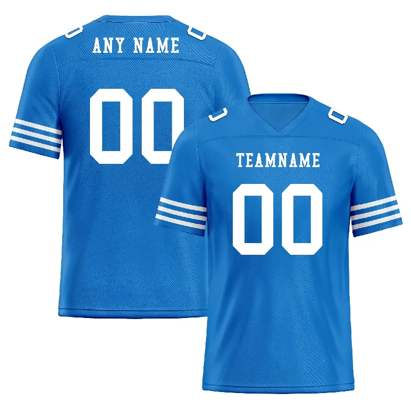 Soccer jersey for professional players-Custom Blue White Striped Sleeves Personalized Authentic Football Jersey FBJ02-D06038