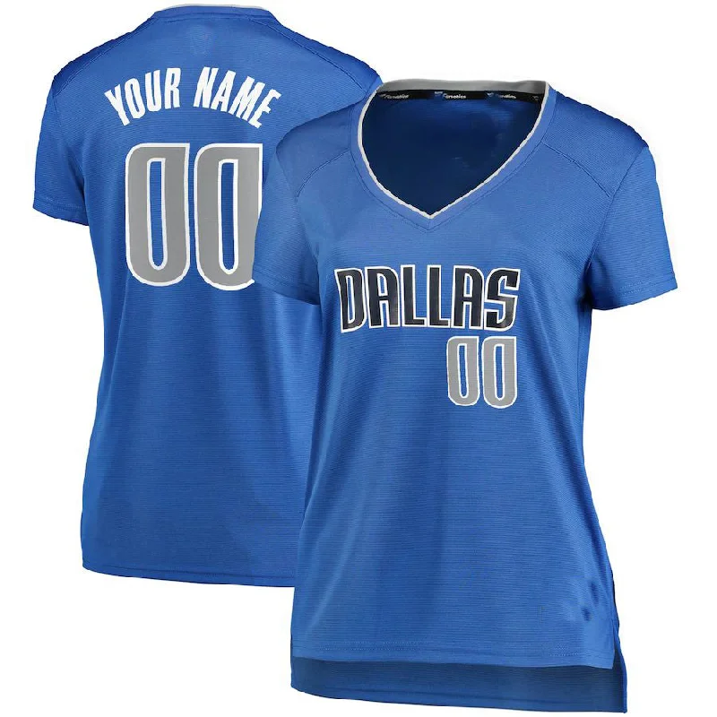 Basketball jersey with contrast trim and piping for style-Custom D.Mavericks Fanatics Branded Women's Fast Break Jersey Blue Icon Edition American Stitched Basketball Jersey