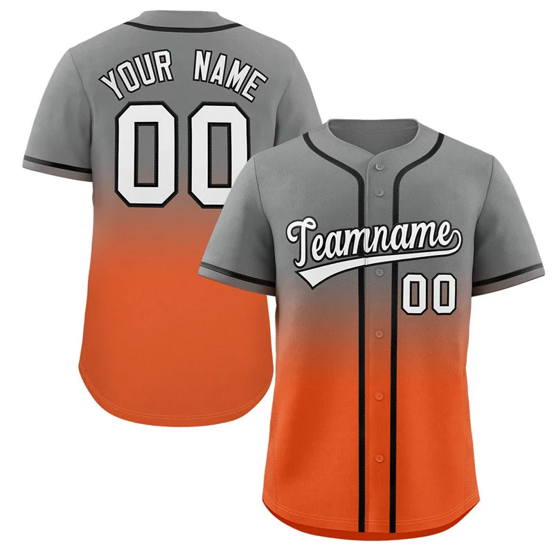 Baseball jersey with team logo for fan apparel-Custom Gray Orange Gradient Fashion Authentic Baseball Jersey