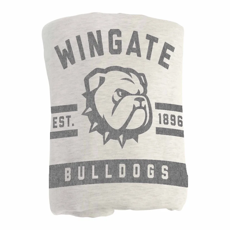 Custom team seat cushions for home seating-Wingate U Oatmeal Sweatshirt Blanket