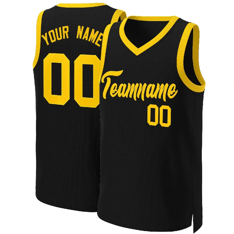 Basketball jersey with contrast stitching for style-Custom Black Yellow Classic Tops Basketball Jersey