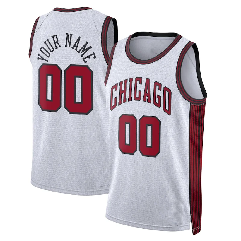 Basketball jersey with bold lettering for fans-Custom C.Bulls  Unisex 2022-23 Swingman Jersey City Edition White Statement Edition American Stitched Basketball Jersey