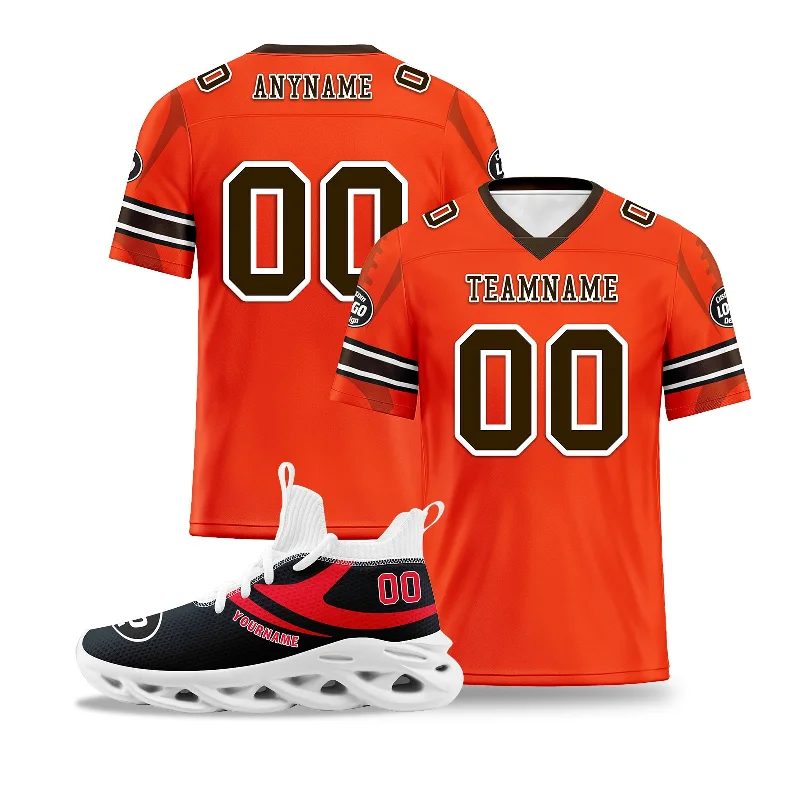 Soccer jersey with full-sleeve design for cold weather-Custom Orange Cleveland Football Jersey and Sports Shoes Combo Offer Personalized Combo ZH-D025008-11