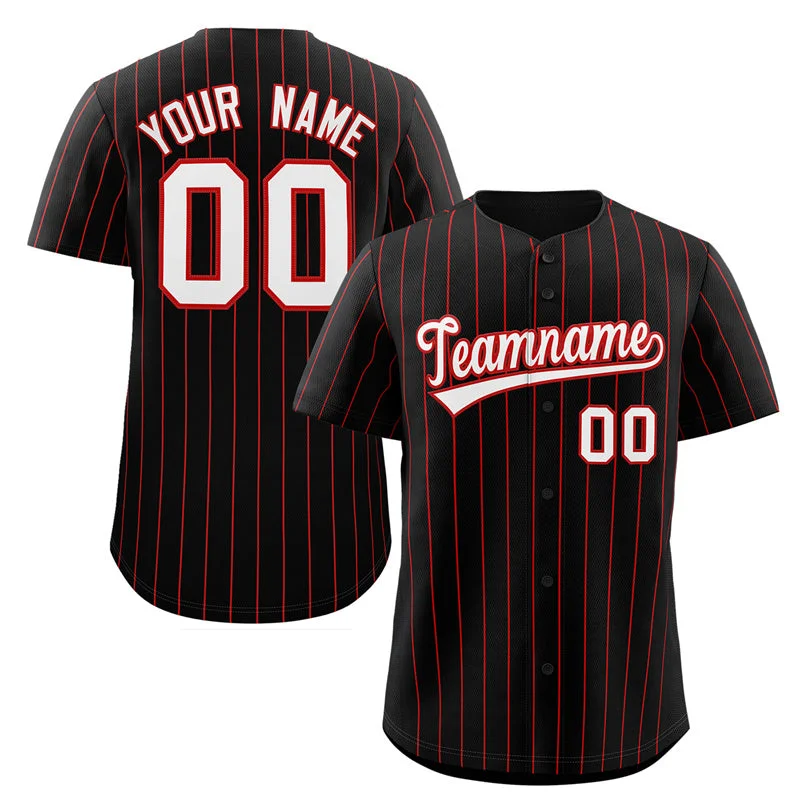 Limited edition baseball jerseys for fans-Custom Black White-Red Stripe Fashion Authentic Baseball Jersey