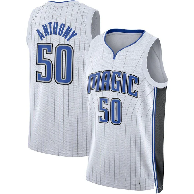 Custom basketball jersey with mesh panels for breathability-O.Magic #50 Cole Anthony Unisex 2022-23 Swingman Jersey Association Edition White Stitched American Basketball Jersey