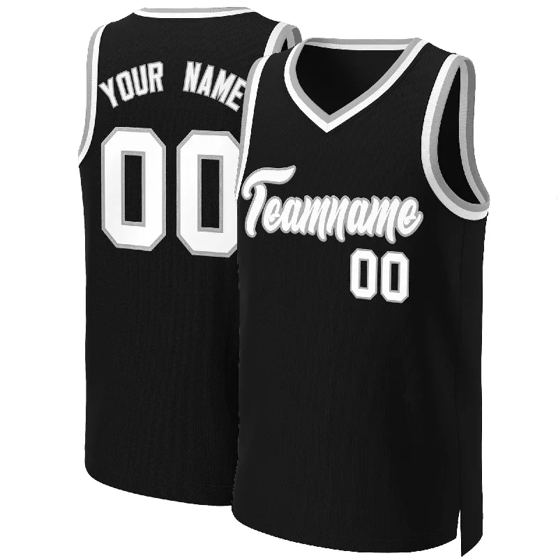 Personalized basketball jersey with custom design-Custom Black White-Gray Classic Tops Basketball Jersey