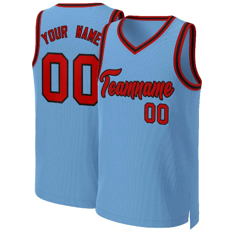 Custom basketball jersey with sleek, modern look-Custom Light Blue Red-Black Classic Tops Basketball Jersey