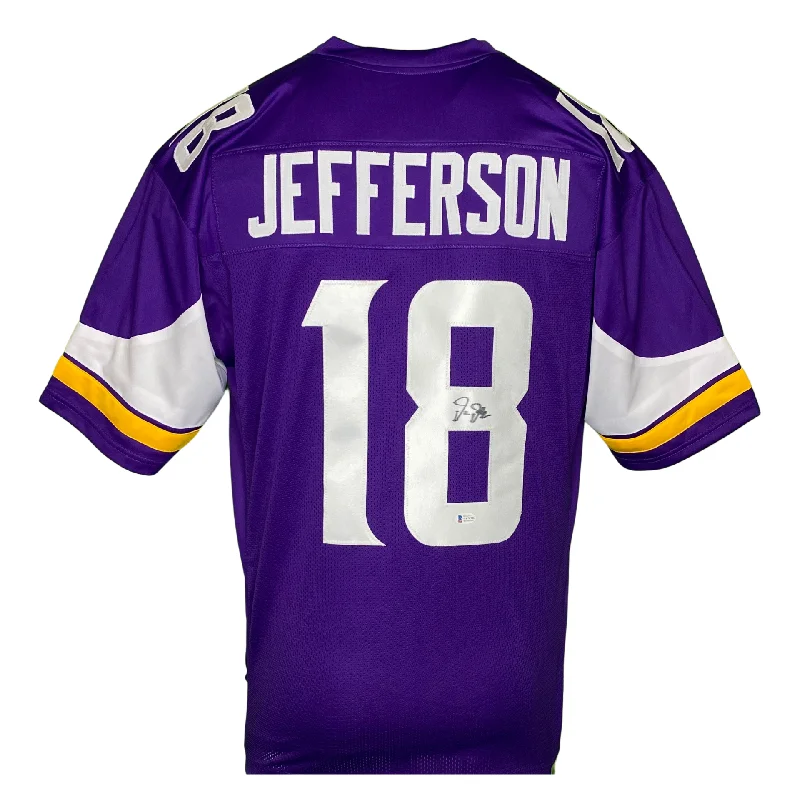 Soccer jersey with adjustable neck for comfort-Justin Jefferson Signed Custom Purple Football Jersey